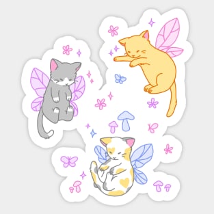 fairy kitties (pink/purple/blue) Sticker